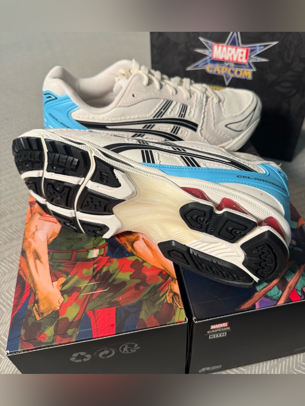 COLLECTIBLE Kith x ASICS MARVEL vs CAPCOM White and Blue Men's Sneakers - Picture 3 of 8